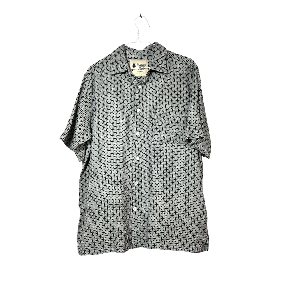 Vintage Patterned Silk Button-Down